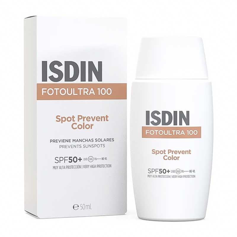 ضد آفتاب SPF50 ضد لک رنگی ایزدین Isdin مدل FotoUltra 100 Spot Prevent Color حجم 50ml