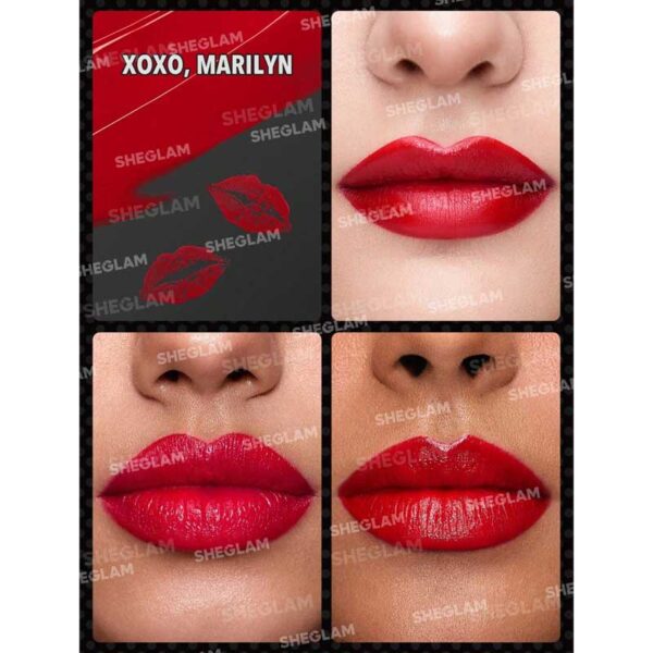رژ لب مرلین مونرو Marilyn Monroe شیگلم Sheglam مدل The Icon Lipstick رنگ XOXO Marilyn