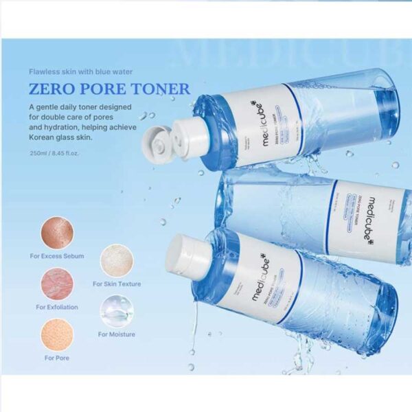تونر لایه بردار و کنترل منافذ مدی کیوب Medicube مدل Zero Pore Toner حجم 250ml