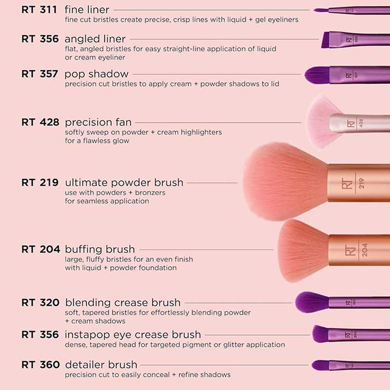 پک براش آرایشی 9 عددی ریل تکنیک Real Technique مدل Insta Artist Brush Set