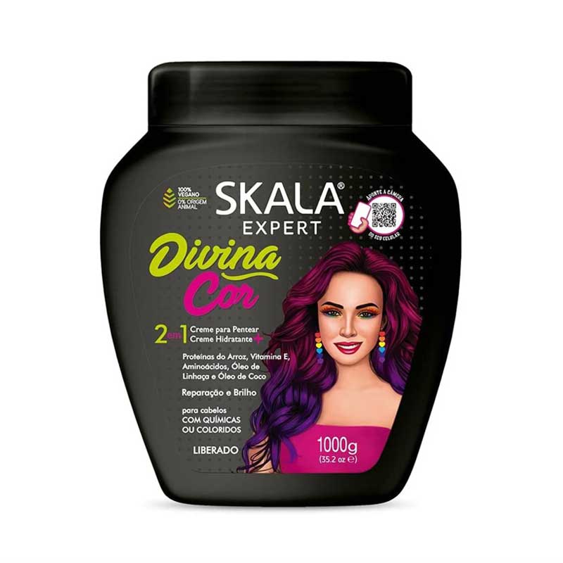 ماسک مو حالت دهنده و بازسازی عمیق موهای فر رنگ شده 2 در 1 اسکالا Skala مدل Divino Cor حجم 1000g