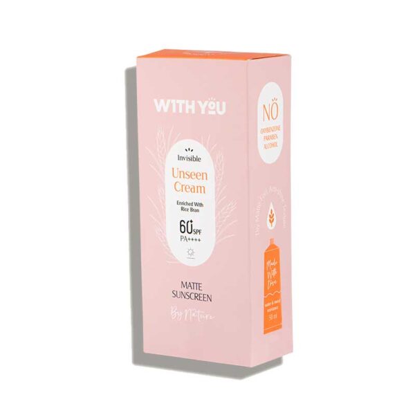 ضد آفتاب کرمی مات بیرنگ ویت یو With You مدل Unseen Cream Invisible حجم 50ml