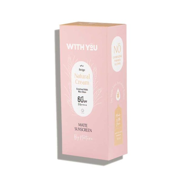ضد آفتاب کرمی مات ویت یو With You مدل Matte Sunscreen رنگ Natural Cream حجم 50ml