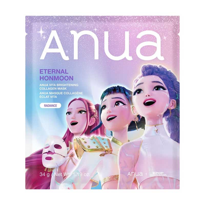 ماسک ورقه‌ ای کلاژن روشن کننده ویتا کالکشن Kpop Demon Hunter آنوا Anua مدل Eternal Honmoon Vita Brightening Collagen Mask