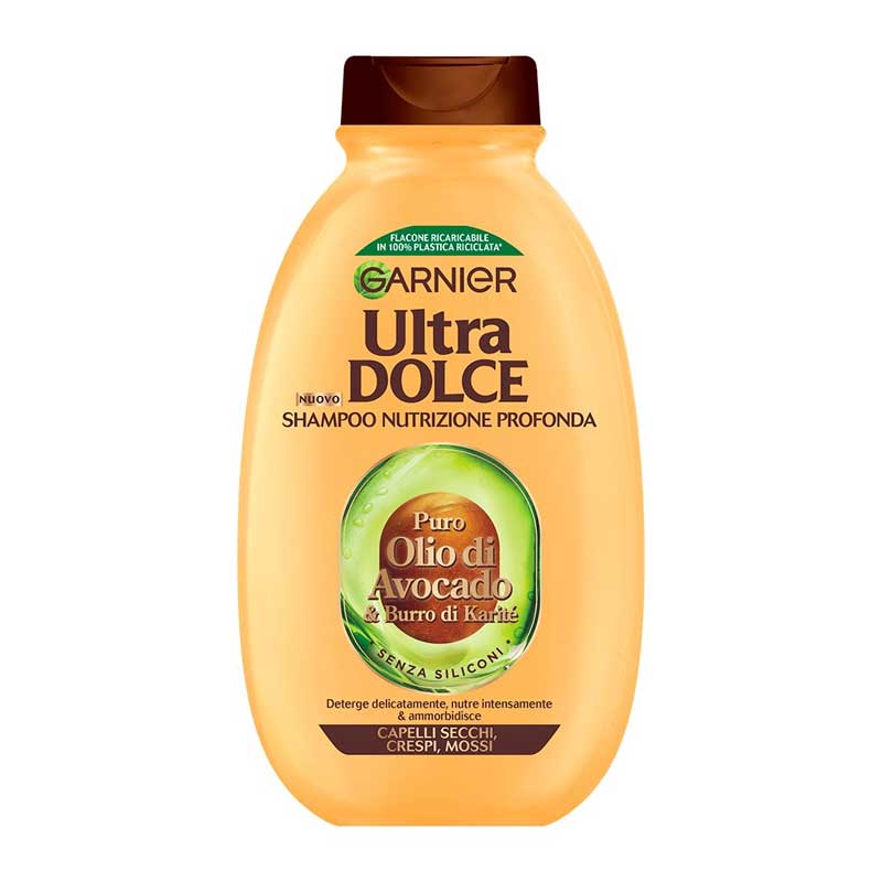 شامپو مو حاوی روغن آووکادو و کره شی گارنیر Garnier مدل Ultra Dolce Puro Olio di Avocado & Burro di Karité حجم 300ml