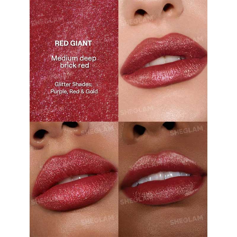 رژ لب مایع گلیتری شیگلم Sheglam مدل Stardust Swipe Glitter Liquid Lipstick رنگ 328 Red Giant