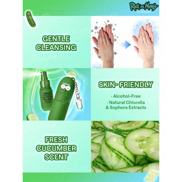 اسپری ضد عفونی‌ و پاک‌ کننده دست بدون نیاز به آب ریک و مورتی Rick and Morty شیگلم Sheglam مدل Pickle Rick No Rinse Hand Cleansing Spray