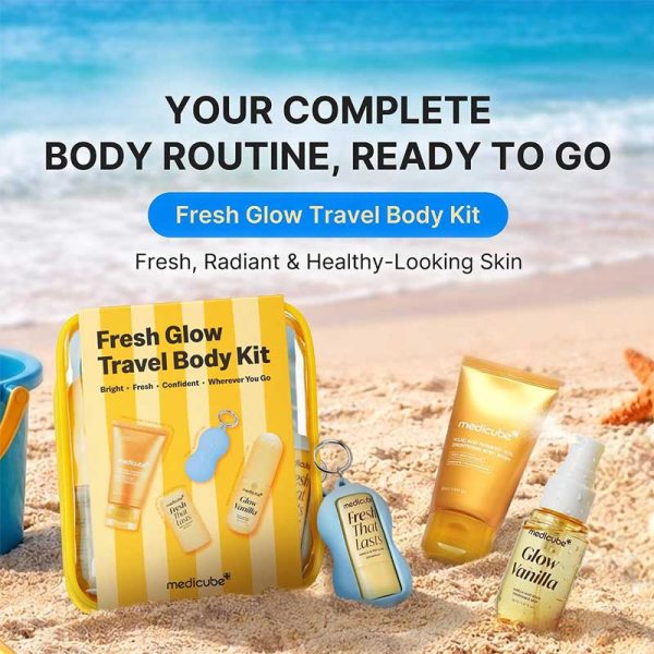 کیت مینی مراقبت بدن کوجیک اسید مدی کیوب medicube مدل Fresh Glow Body Kit Travel-Ready Hair & Body Set