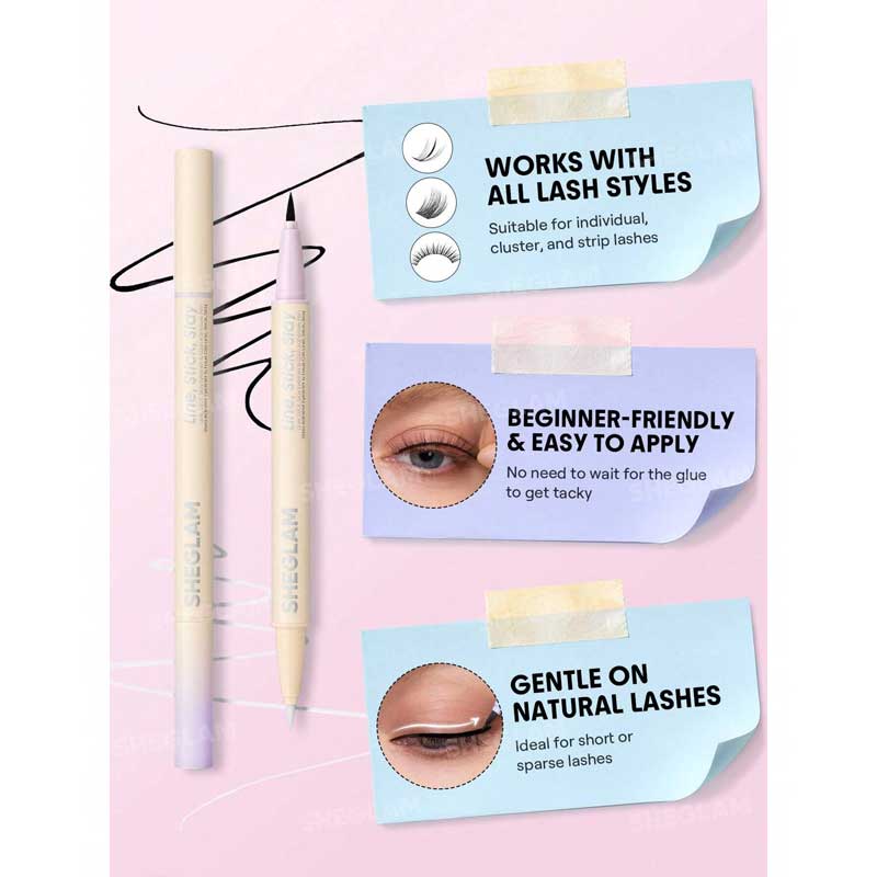 خط چشم و چسب مژه دو سر شیگلم Sheglam مدل Line Stick Slay Eyeliner & Lash Adhesive Pen