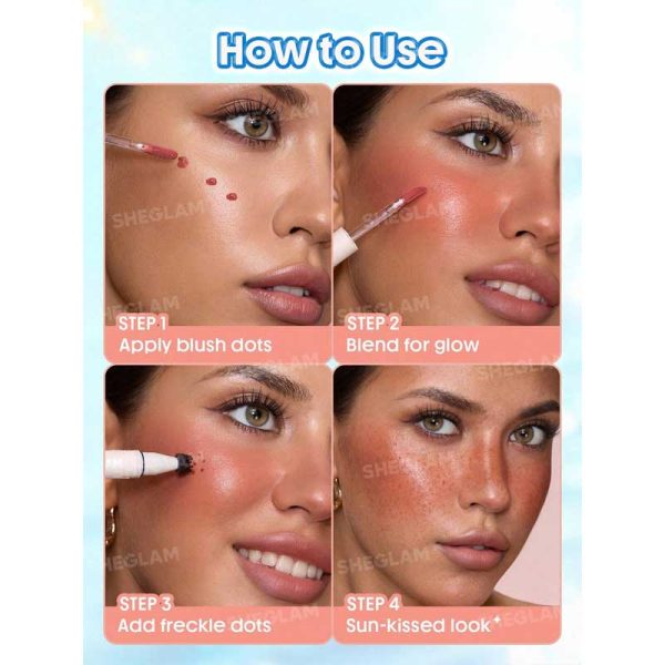 رژگونه و قلم کک و مک دو طرفه شیگلم Sheglam مدل Sunspell Freckle & Flush Pen
